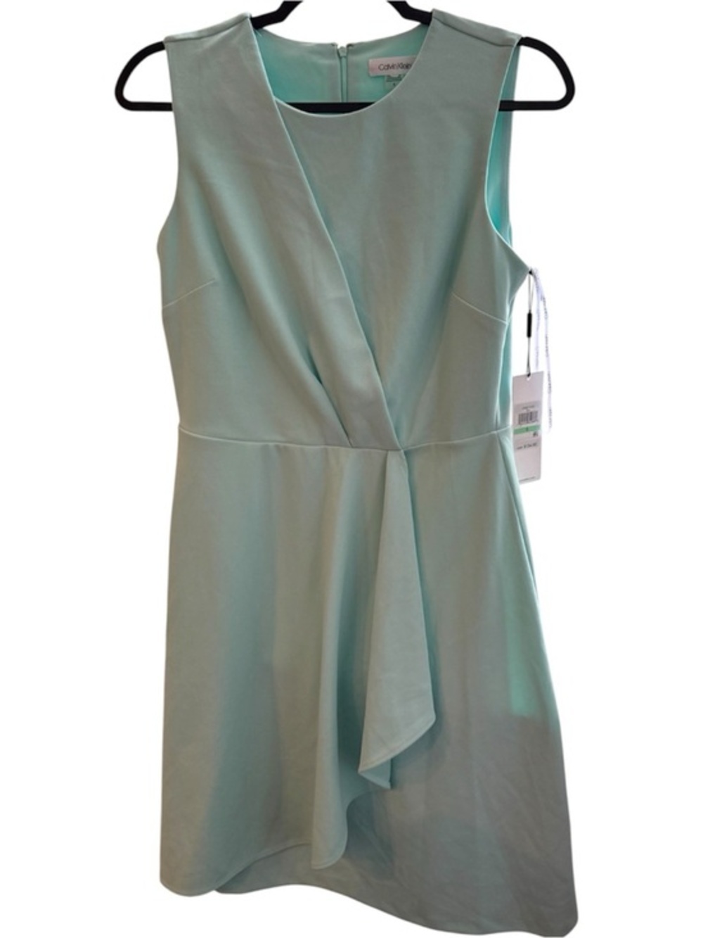 Calvin Klein Mint Green Sleeveless Draped Mini Dress